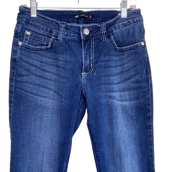 Lee Midrise Fit Bootcut Jeans Dark Wash Bling Pockets Rhinestones Cowgirl Y2K - Picture 2 of 14